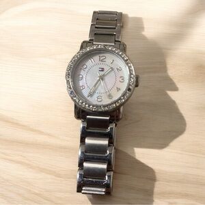 Tommy Hilfiger Silver-Tone Watch with Crystal Bezel